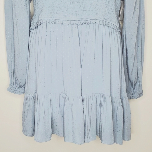 NWT Smocked Bodice Ruffle Hem Dress Size XL Puff Sleeve Square Neck Coquette - Picture 4 of 15